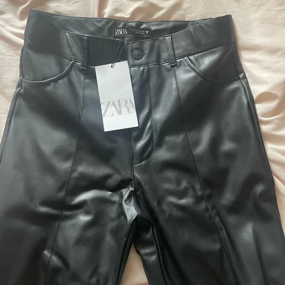 Zara black leather pants - Picture 2 of 2